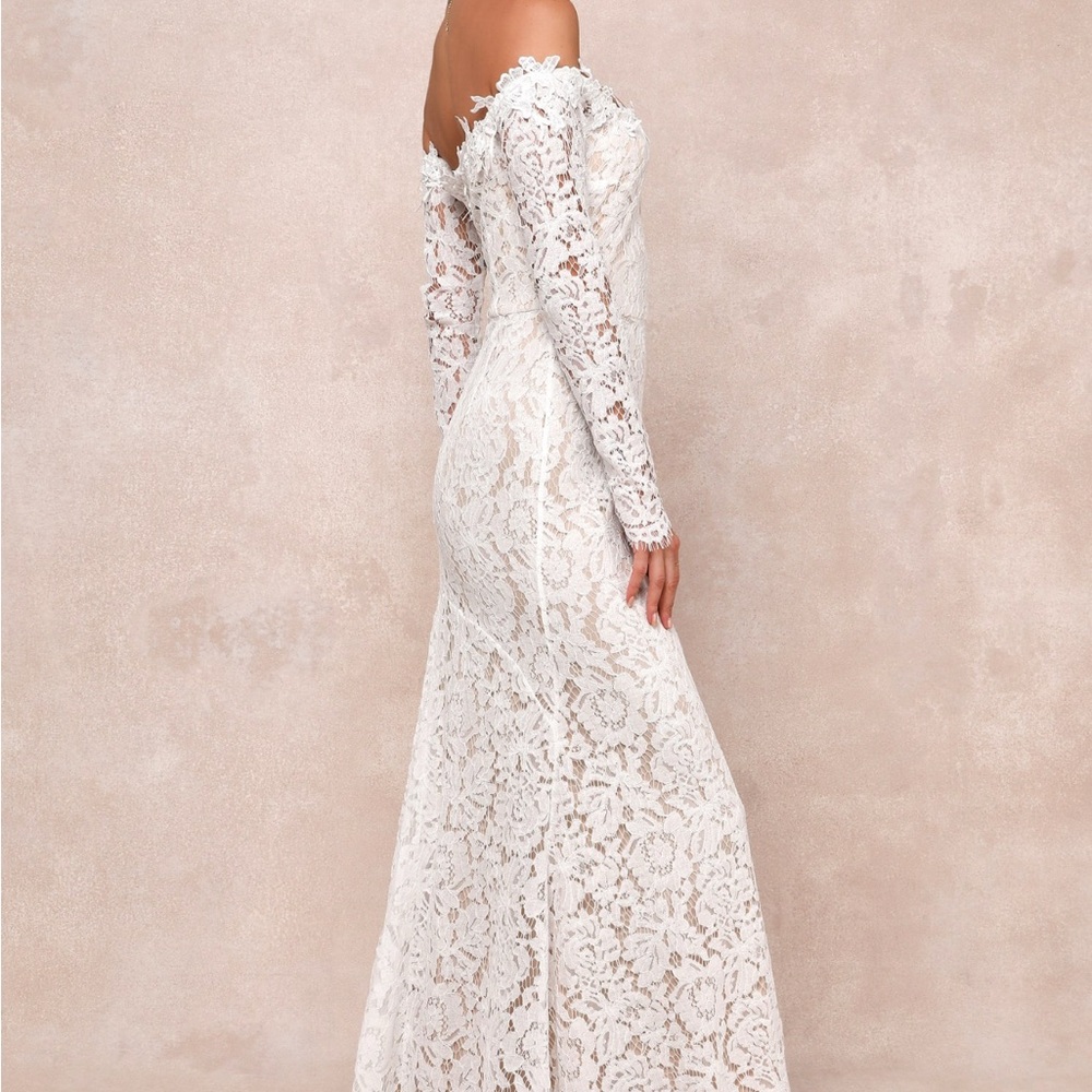 Lulu's Romance Dreamer White Lace Off-the-Shoulder Maxi Dress - Picture 5 of 10
